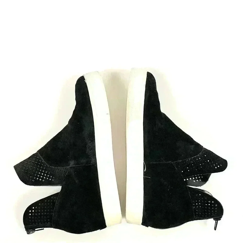 Steve Madden Black‎ Suede Leather Platform Shoes Sz 9 Wedge Sneakers